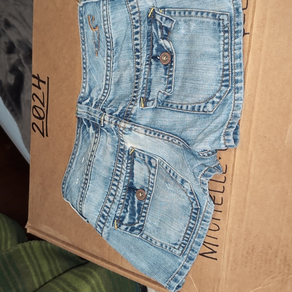 AE light denim short shorts with pockets